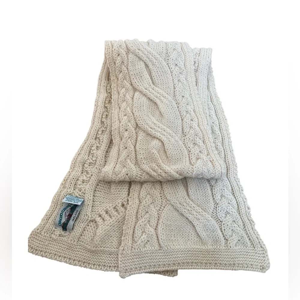 Aran Sweater Market 100% Wool Cable Scarf Thick NWOT